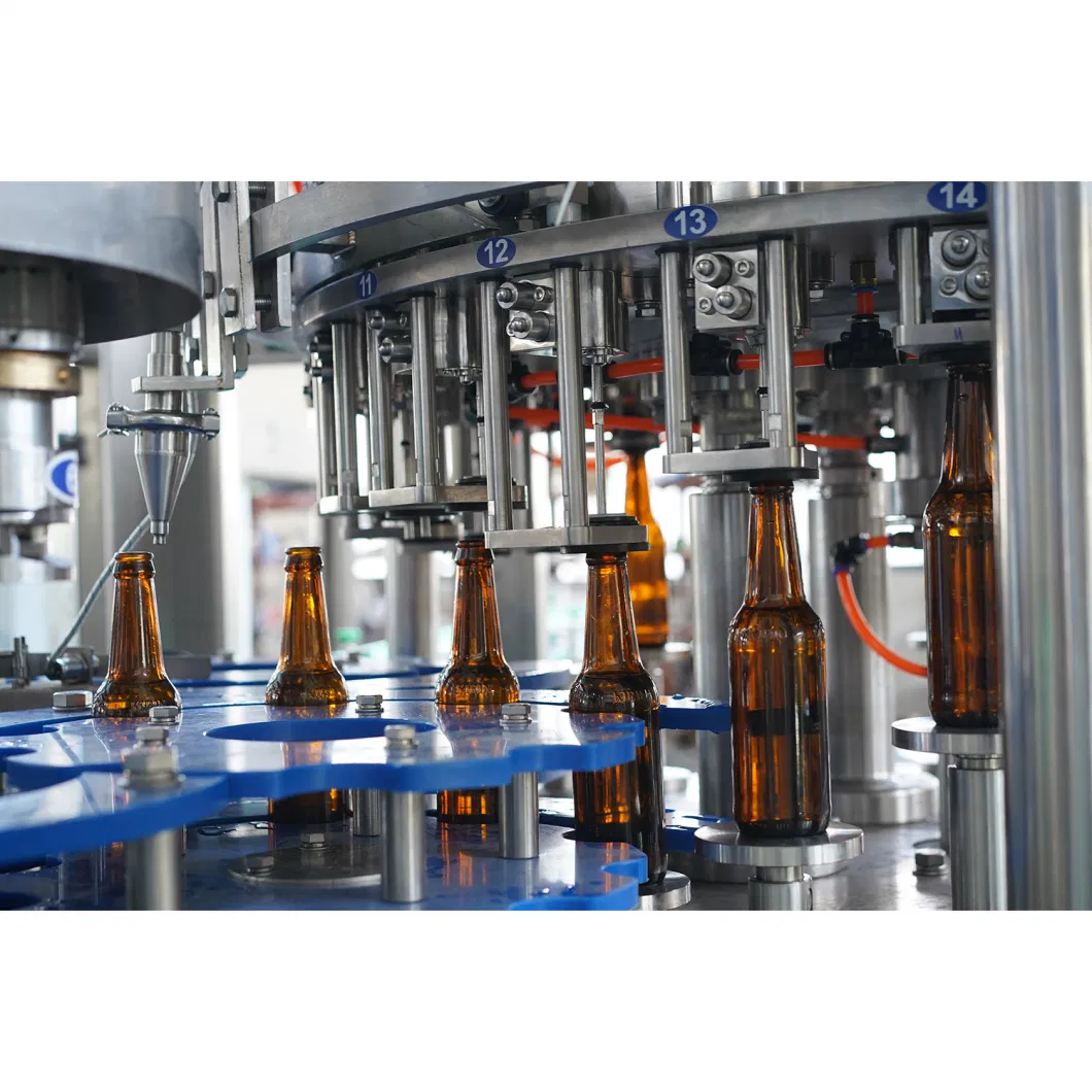 Glass Bottle Carbonated Soft Drink Beer Washing Filling Crown Capping Labeling Machine